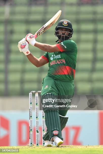 Tamim Iqbal plays a shot during during the 1st One Day International match between Bangladesh and England at Sher-e-Bangla National Cricket Stadium...