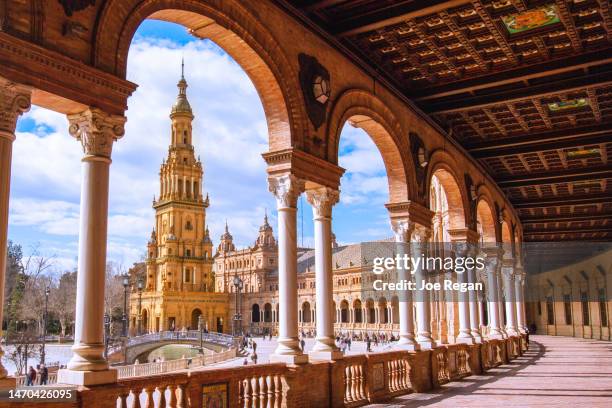 plaza de espana, seville, spain - sevilla stock pictures, royalty-free photos & images