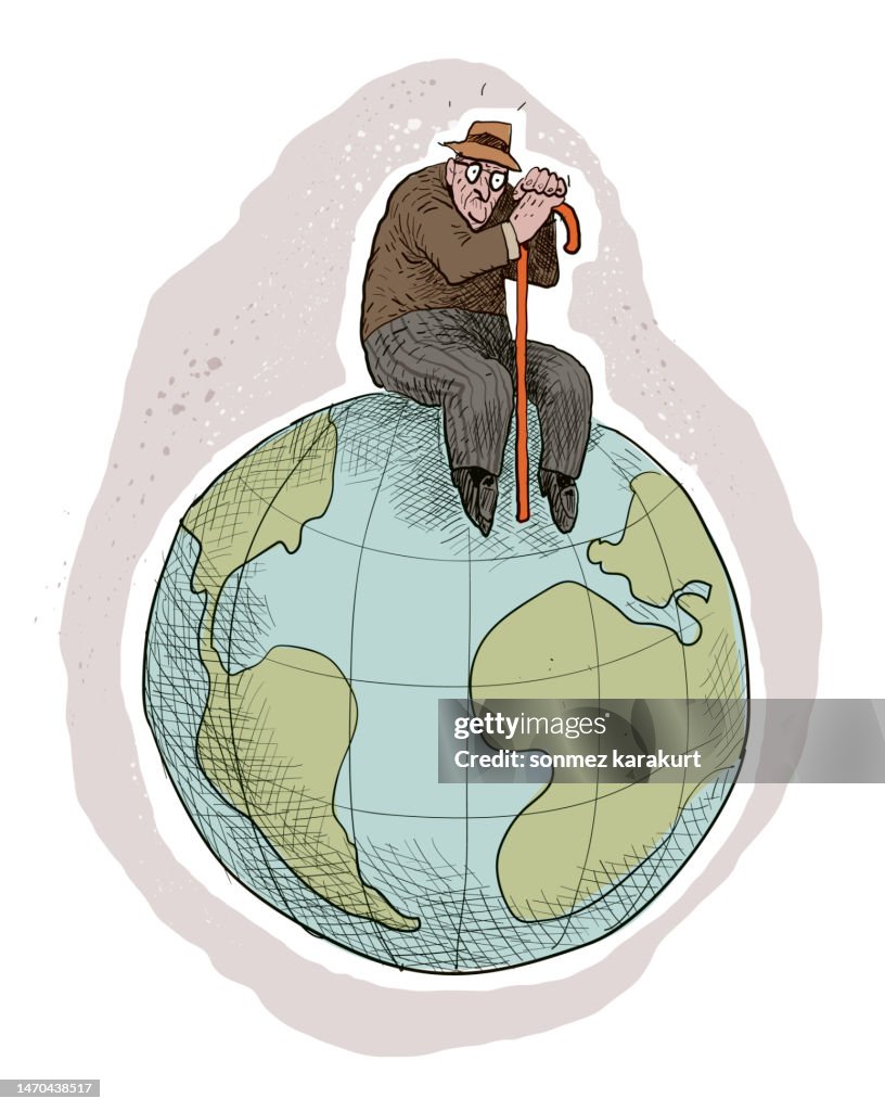 Old Man Sitting on Earth
