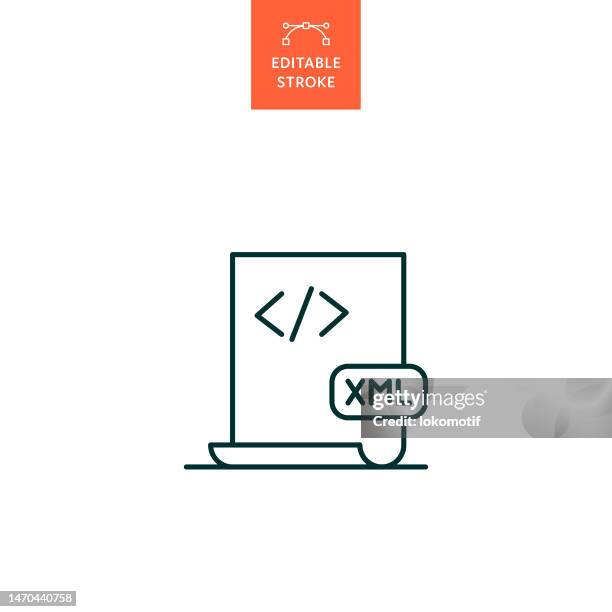 xml file line icon with editable stroke. the icon is suitable for web design, mobile apps, ui, ux, and gui design. - web designer white background stock illustrations