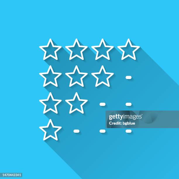 star rating. icon on blue background - flat design with long shadow - grade 4 stock illustrations