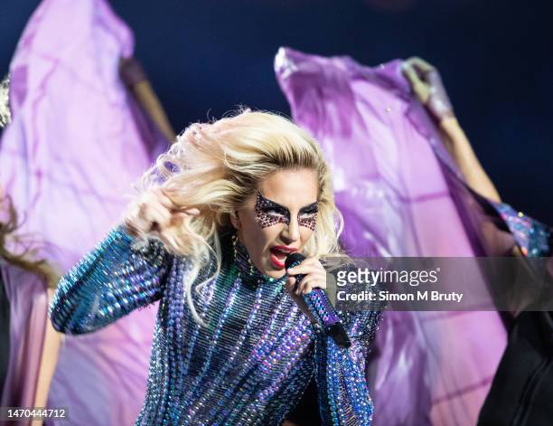 Lady Gaga performs during the half time show at Super Bowl 51 at NRG Stadium on February 5, 2017 in Houston, Texas.