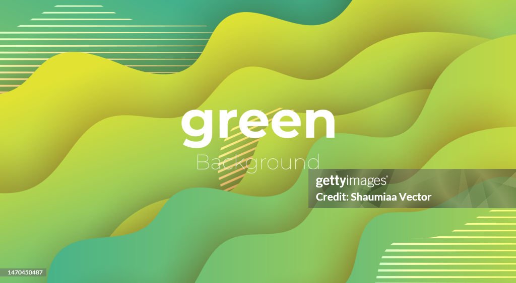 Modern green gradient liquid papercut layers wave background design background poster