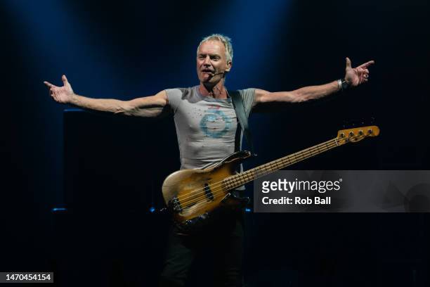 Sting performs at Christchurch Arena on March 01, 2023 in Christchurch, New Zealand.