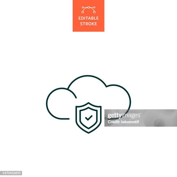 secured cloud computing line icon with editable stroke. the icon is suitable for web design, mobile apps, ui, ux, and gui design. - computer lock white background stock illustrations