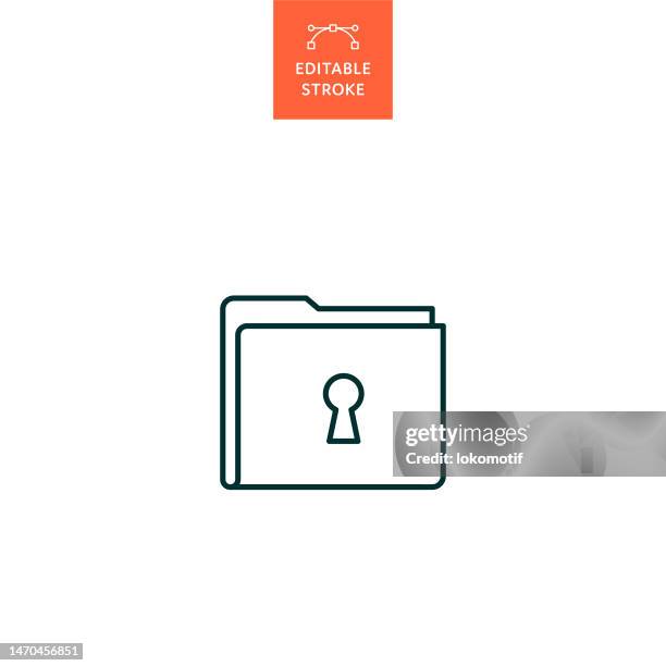 locked folder line icon with editable stroke. the icon is suitable for web design, mobile apps, ui, ux, and gui design. - computer lock white background stock illustrations