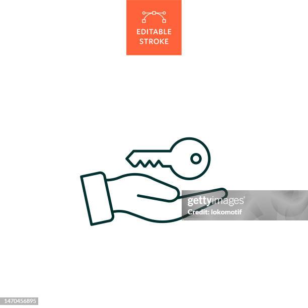 ilustrações de stock, clip art, desenhos animados e ícones de rent house line icon with editable stroke. the icon is suitable for web design, mobile apps, ui, ux, and gui design. - chave