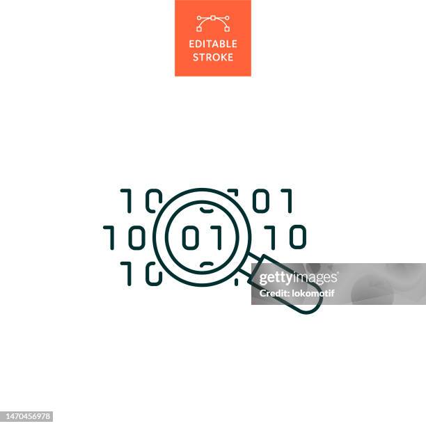 data analysis line icon with editable stroke. the icon is suitable for web design, mobile apps, ui, ux, and gui design. - binary code stock illustrations