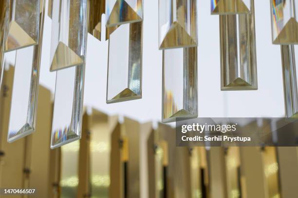 chandelier with glass crystals - crystal chandelier stock pictures, royalty-free photos & images
