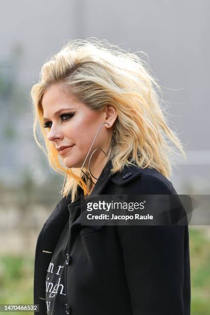 Avril Lavigne attends the Courrèges Womenswear Fall Winter 2023-2024 show as part of Paris Fashion Week on March 01, 2023 in Paris, France.