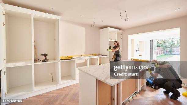 kitchen installation - kitchen worktop stock pictures, royalty-free photos & images