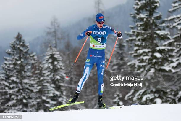 Niko Anttola of Finland competes during the Cross-Country Men's 15km Individual Start Free at the FIS Nordic World Ski Championships Planica on March...