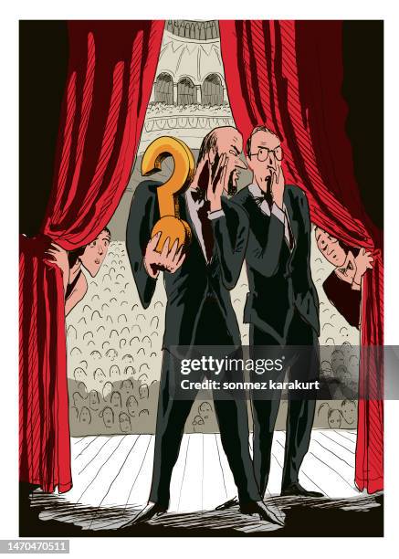 ilustraciones, imágenes clip art, dibujos animados e iconos de stock de ceremonia de entrega de premios - entre bastidores