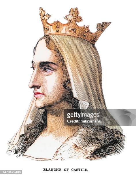 portrait of blanche of castile, queen of france by marriage to louis viii (4 march 1188 – 27 november 1252) - queen blanche stock pictures, royalty-free photos & images