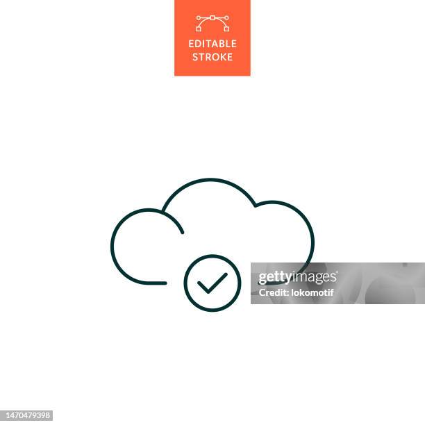 connected cloud computing line icon with editable stroke. the icon is suitable for web design, mobile apps, ui, ux, and gui design. - storage solutions stock illustrations