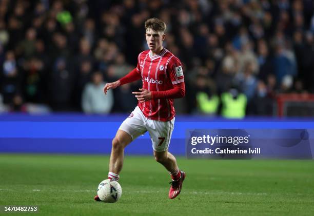 Alex Scott of Bristol City during the Emirates FA Cup Fifth Round match between Bristol City and Manchester City at Ashton Gate on February 28, 2023...