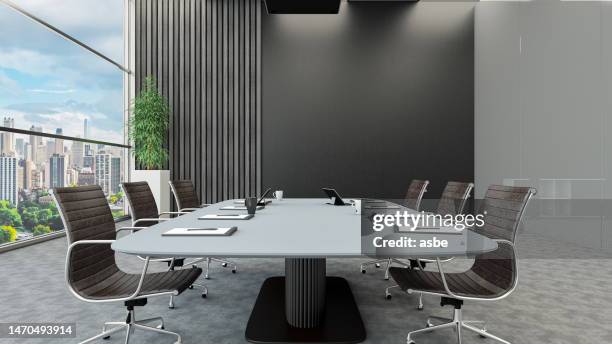 interior moderno da sala de reuniões do escritório - meeting room - fotografias e filmes do acervo