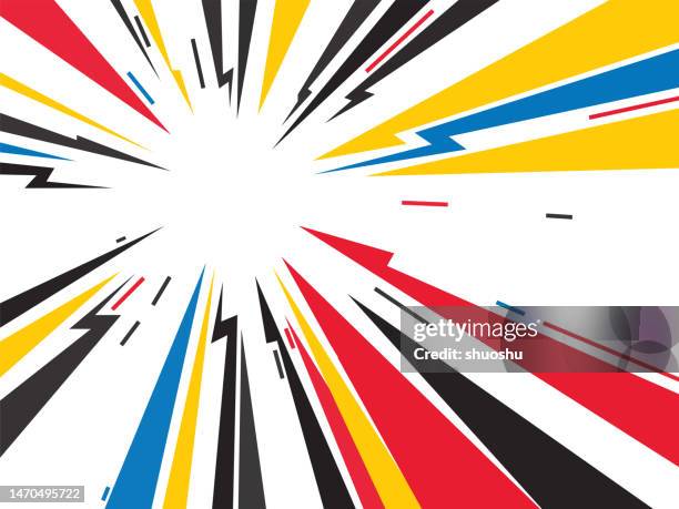 colors radial speed lines background for comic books and media advertising - dynamic lines stock illustrations