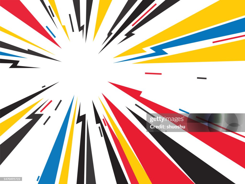 Colors radial speed lines background for comic books and media advertising