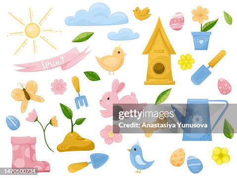 Spring Month Symbos Spring And Easter Symbols Set High-Res Vector Graphic - Getty Images