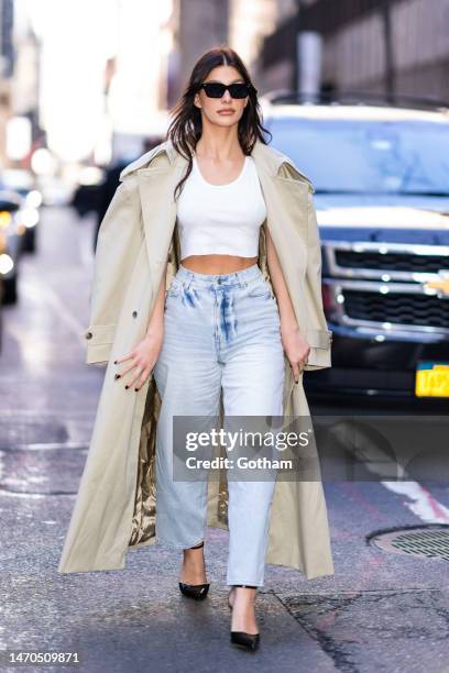 Camila Morrone is seen in Midtown on March 01, 2023 in New York City.