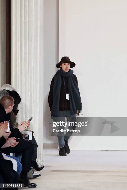 Fashion designer Jun Takahashi's walks the runway during the Undercover Womenswear Fall Winter 2023-2024 show as part of Paris Fashion Week on March...