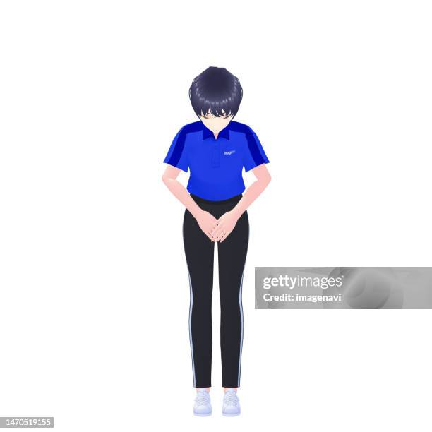 female sports instructor, 3d model - bowing stock illustrations