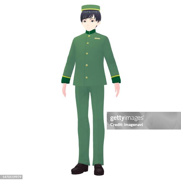 male hotel staff, 3d model - concierge asian stock illustrations