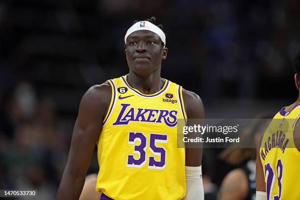 Wenyen Gabriel of the Los Angeles Lakers during the game against the Memphis Grizzlies at FedExForum on February 28, 2023 in Memphis, Tennessee. NOTE...