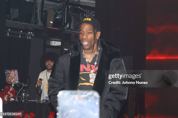 Travis Scott performs onstage during Don Toliver's concert at Irving Plaza on February 28, 2023 in New York City.