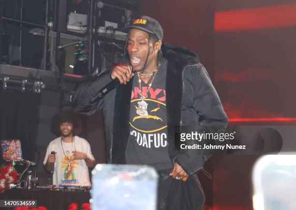 Travis Scott performs onstage during Don Toliver's concert at Irving Plaza on February 28, 2023 in New York City.