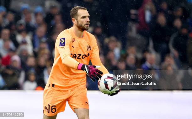 Marseille goalkeeper Pau Lopez during the Ligue 1 match between Olympique de Marseille and Paris Saint-Germain at Stade Velodrome on February 26,...