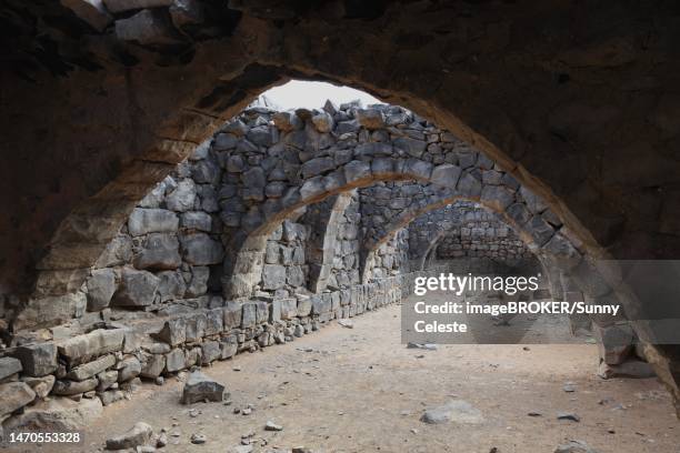 qasr al azraq, latin basianis, basienis, or amatha, blue fortress, a historic roman and byzantine military camp on the anterior limes arabiae et palaestinae, desert castle, azraq, jordan - qasr al azraq fotografías e imágenes de stock