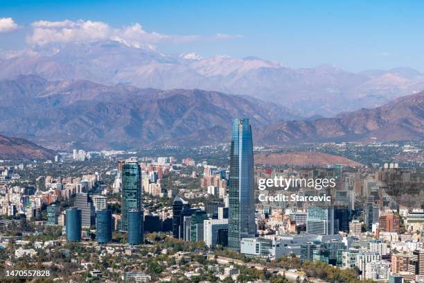 santiago, chile urban skyline and cityscape - santiago chile skyline stock pictures, royalty-free photos & images