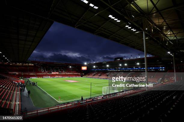 General view inside the stadium prior to the Emirates FA Cup Fifth Round match between Sheffield United and Tottenham Hotspur at Bramall Lane on...
