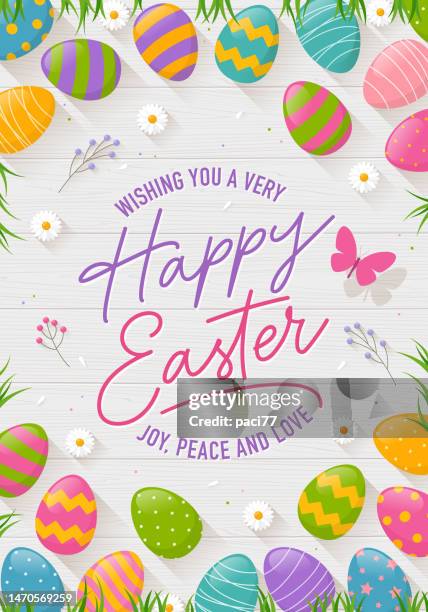 bildbanksillustrationer, clip art samt tecknat material och ikoner med easter greeting cards. - easter