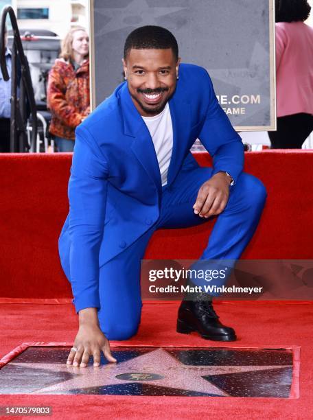 Michael B. Jordan attends the Hollywood Walk Of Fame Star Ceremony honoring Michael B. Jordan on March 01, 2023 in Hollywood, California.