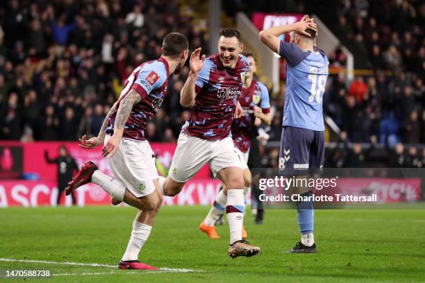 Connor Roberts of Burnley celebrates scoring the side's first goal during the Emirates FA Cup Fifth Round match between Burnley FC and Fleetwood Town...