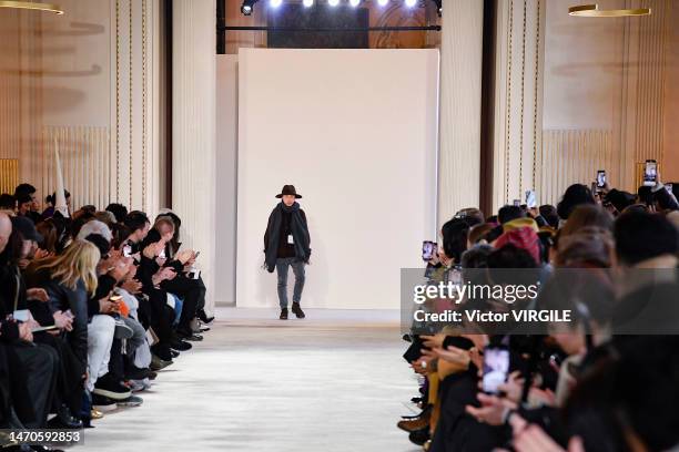 Fashion designer Jun Takahashi walks the runway during the Undercover Ready to Wear Fall/Winter 2023-2024 fashion show as part of the Paris Fashion...