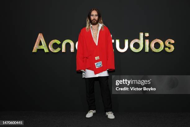 Jared Leto attends the Acne Studios Womenswear Fall Winter 2023-2024 show as part of Paris Fashion Week on March 01, 2023 in Paris, France.