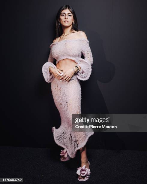 Mia Khalifa attends the Acne Studios Womenswear Fall Winter 2023-2024 show as part of Paris Fashion Week on March 01, 2023 in Paris, France.