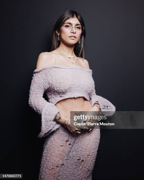 Mia Khalifa attends the Acne Studios Womenswear Fall Winter 2023-2024 show as part of Paris Fashion Week on March 01, 2023 in Paris, France.