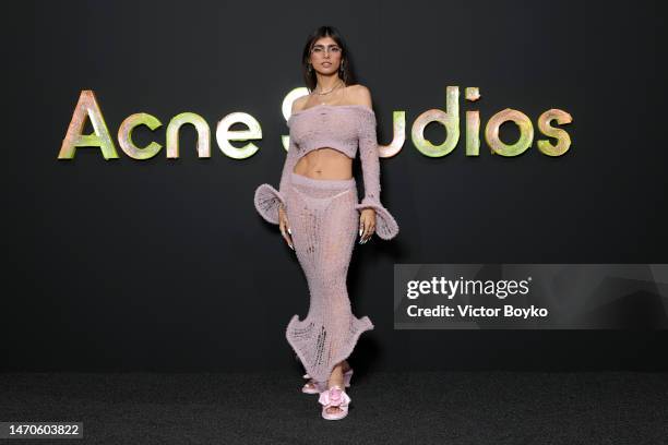 Mia Khalifa attends the Acne Studios Womenswear Fall Winter 2023-2024 show as part of Paris Fashion Week on March 01, 2023 in Paris, France.