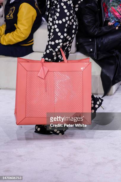 Model, bag detail, walks the runway during the Balmain Womenswear Fall Winter 2023-2024 show as part of Paris Fashion Week on March 01, 2023 in...