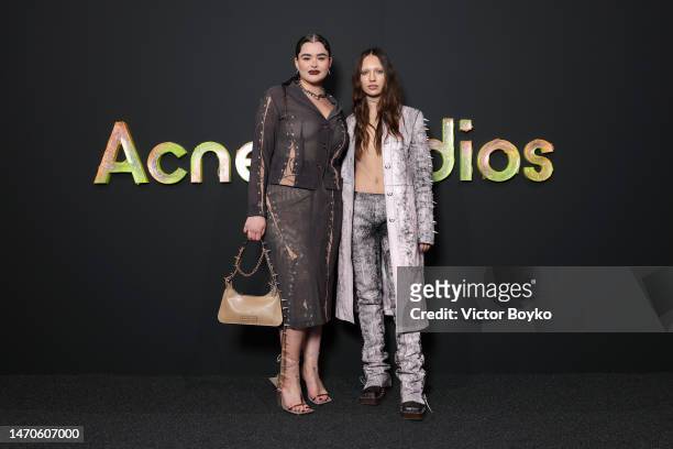 Barbie Ferreira and Maddie Ziegler attend the Acne Studios Womenswear Fall Winter 2023-2024 show as part of Paris Fashion Week on March 01, 2023 in...