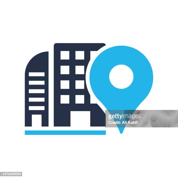 stockillustraties, clipart, cartoons en iconen met office map location icon. single solid icon. vector illustration. for website design, logo, app, template, ui, etc. - compass city