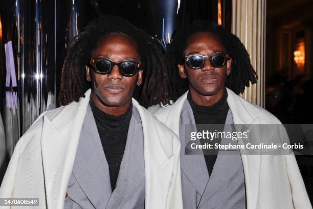 Brice Abby and Regis Abby aka Doppelganger Paris attends the "K-WAY L'Invention " party as part of Paris Fashion Week at Cafe De La Paix on March 01,...