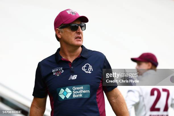 Queensland assistant coach Andy Bichel during the Sheffield Shield match between Queensland and South Australia at The Gabba, on March 02 in...