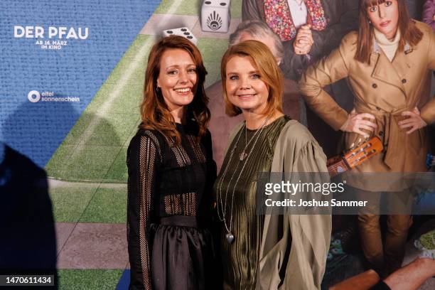 Lavinia Wilson and Annette Frier attend the "Der Pfau" premiere at Cinedom on March 01, 2023 in Cologne, Germany.