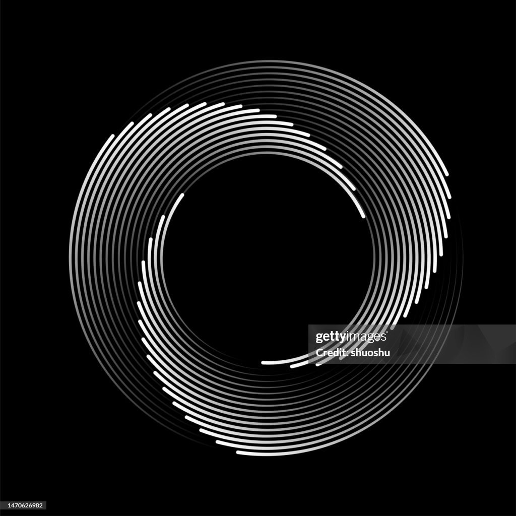 Abstract black and white vector illustration radial stripe gradient turning rays pattern